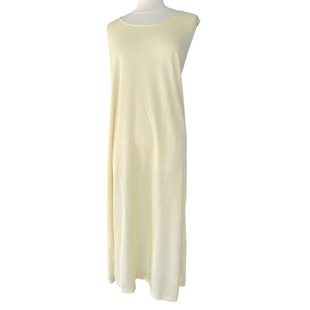 Vtg 80s Maggie Sweet Host Pick Sleeveless Maxi Gold Column Dress 3X P Grannycore